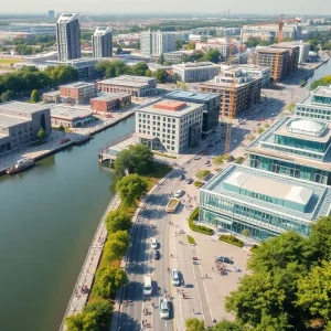 Riverfront development area under construction in Hamilton County