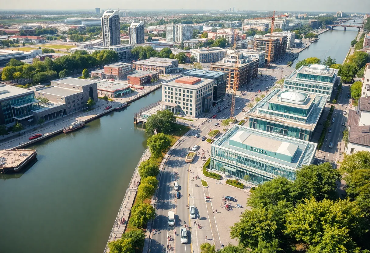 Riverfront development area under construction in Hamilton County