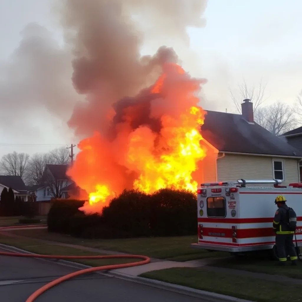 Firefighters extinguishing a house fire in North Charleston