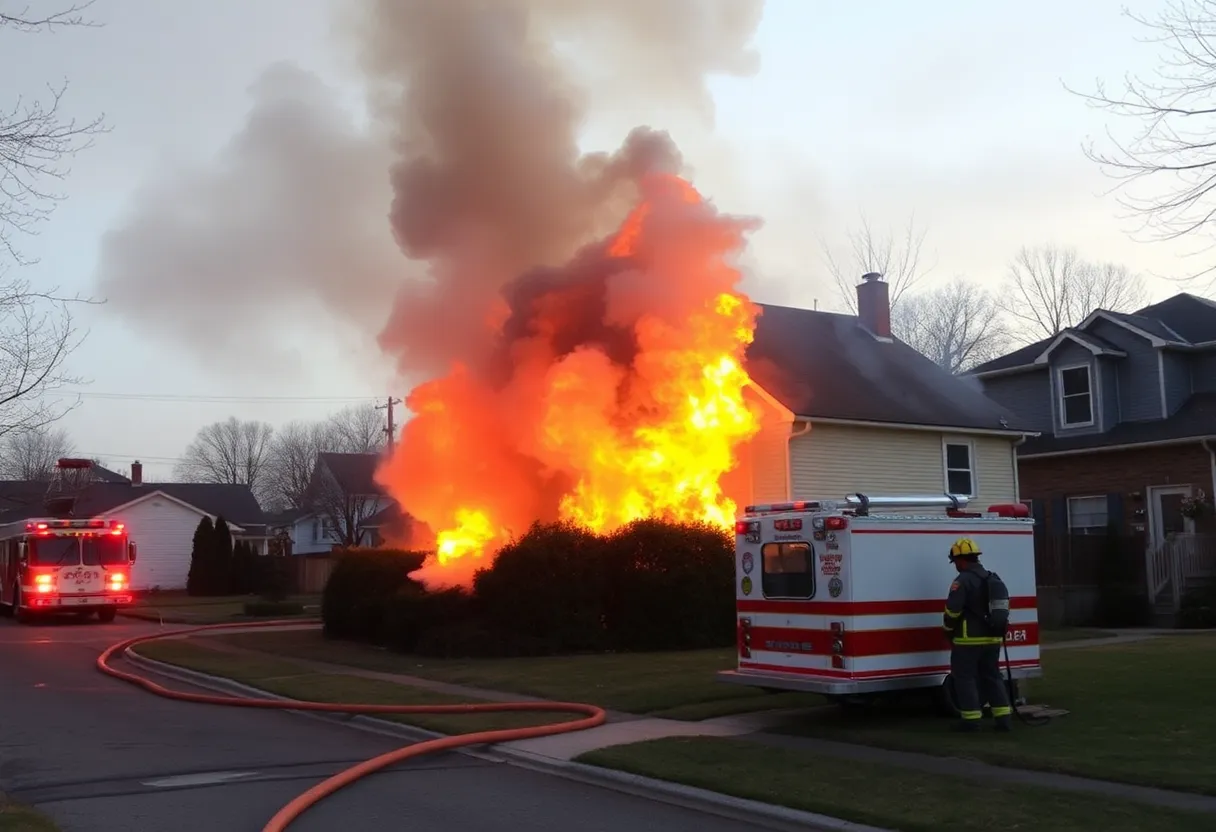 Firefighters extinguishing a house fire in North Charleston