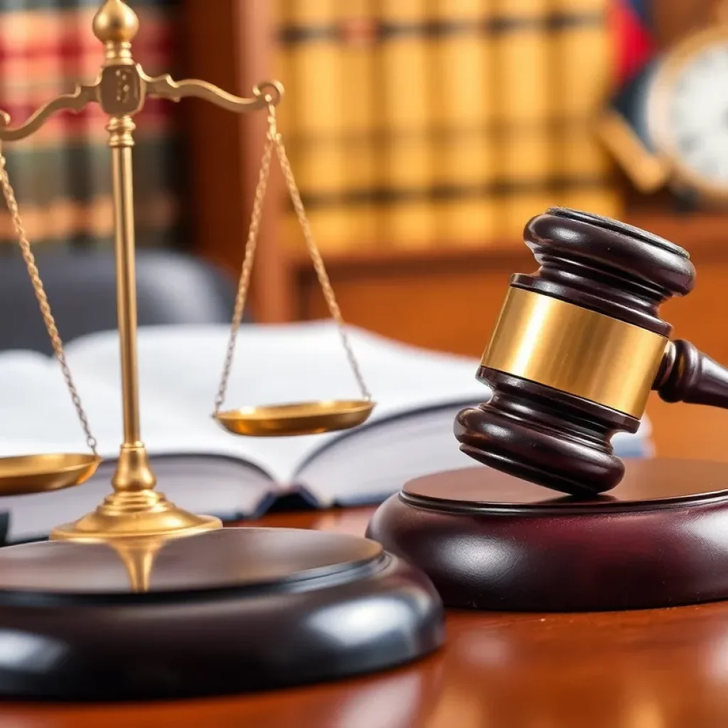 Law office with gavel and legal books representing U.S. Attorney role