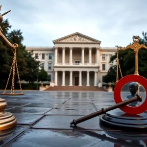 Symbolic representation of law and justice against child exploitation