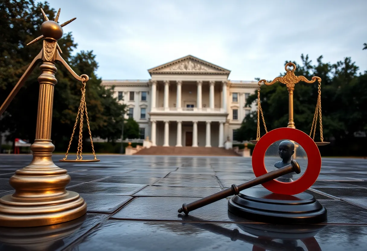 Symbolic representation of law and justice against child exploitation