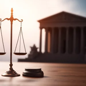 Scales of justice representing new legal leadership