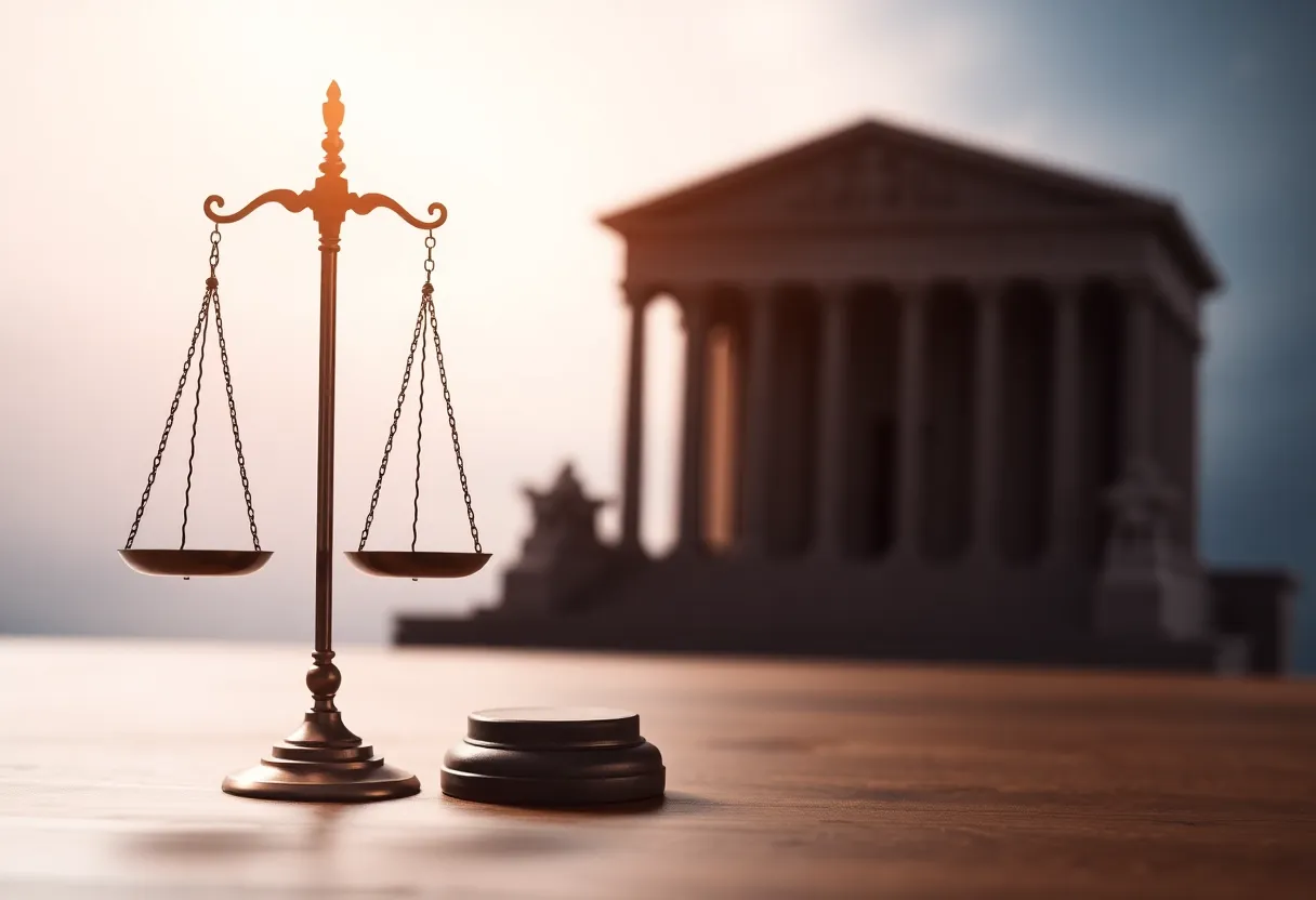 Scales of justice representing new legal leadership