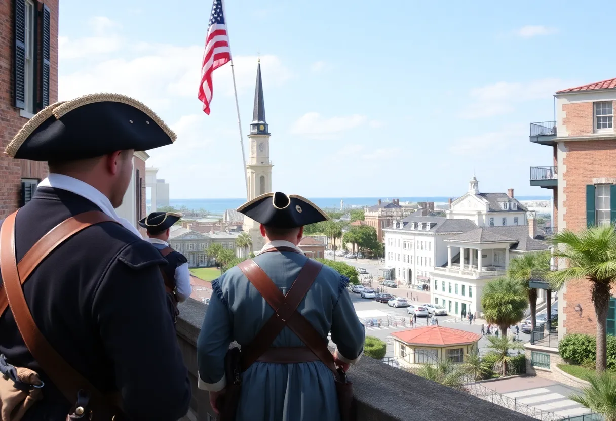 Charleston scene with Revolutionary War reenactors