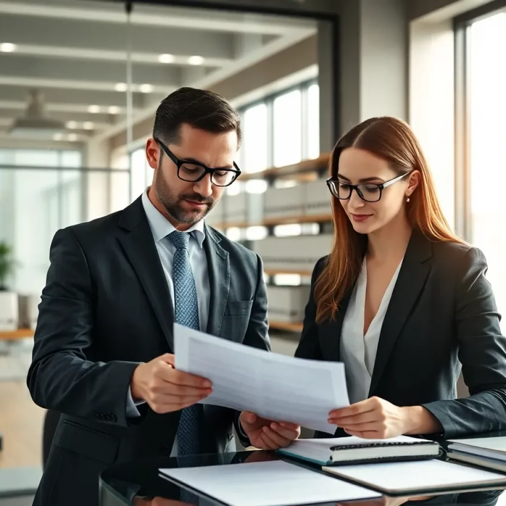 Lawyers utilizing technology in a modern office setting for personal injury law.
