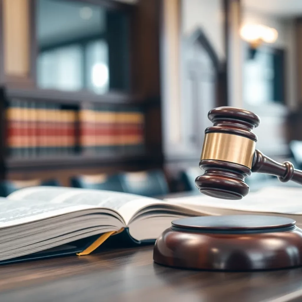 A dramatic courtroom scene depicting a legal battle over advertising ethics.