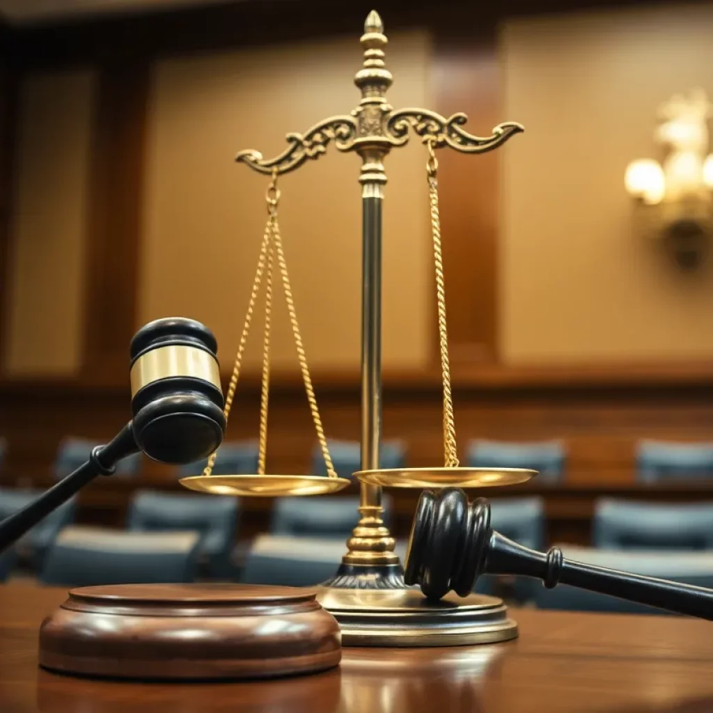 Symbolic representation of justice in a courtroom
