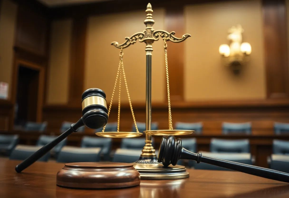 Symbolic representation of justice in a courtroom