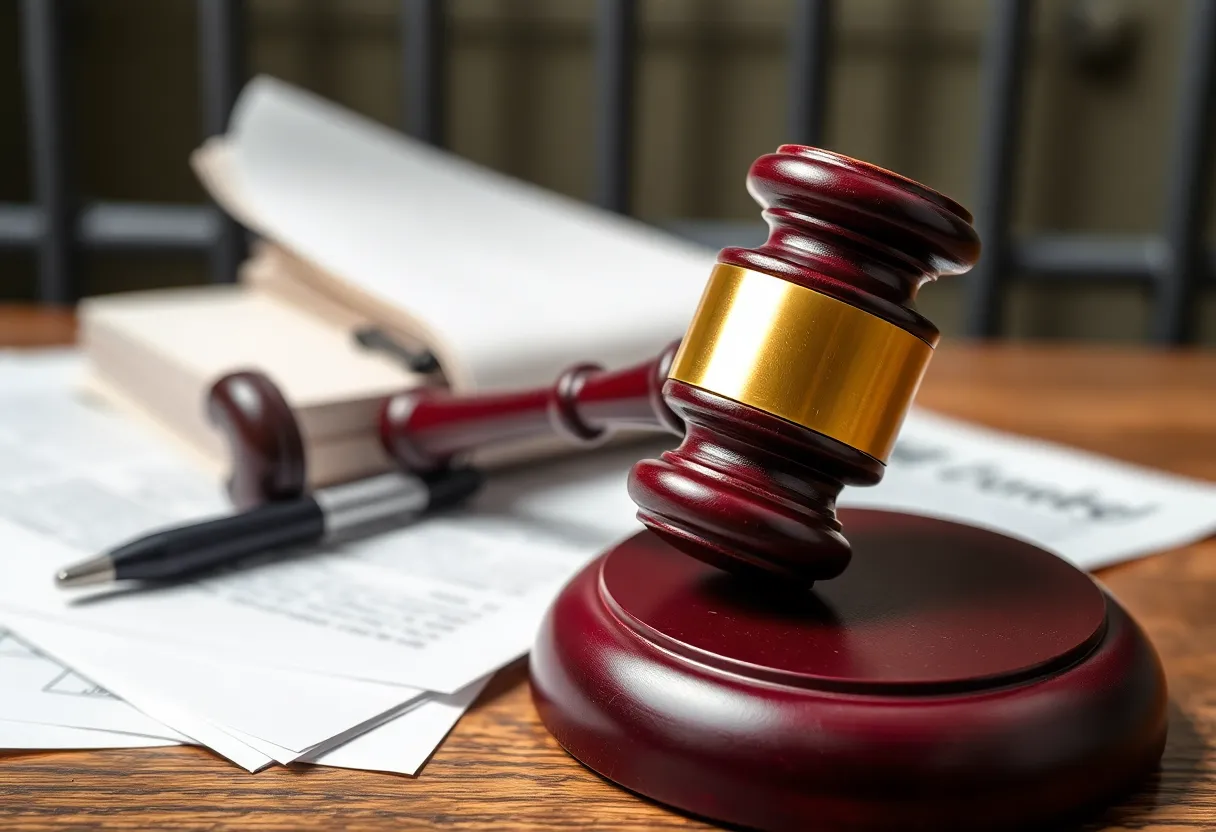 Courtroom gavel and legal documents