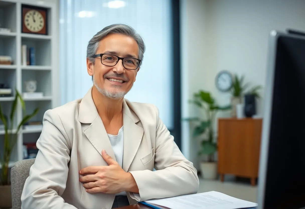 Compassionate lawyer providing support in a legal office