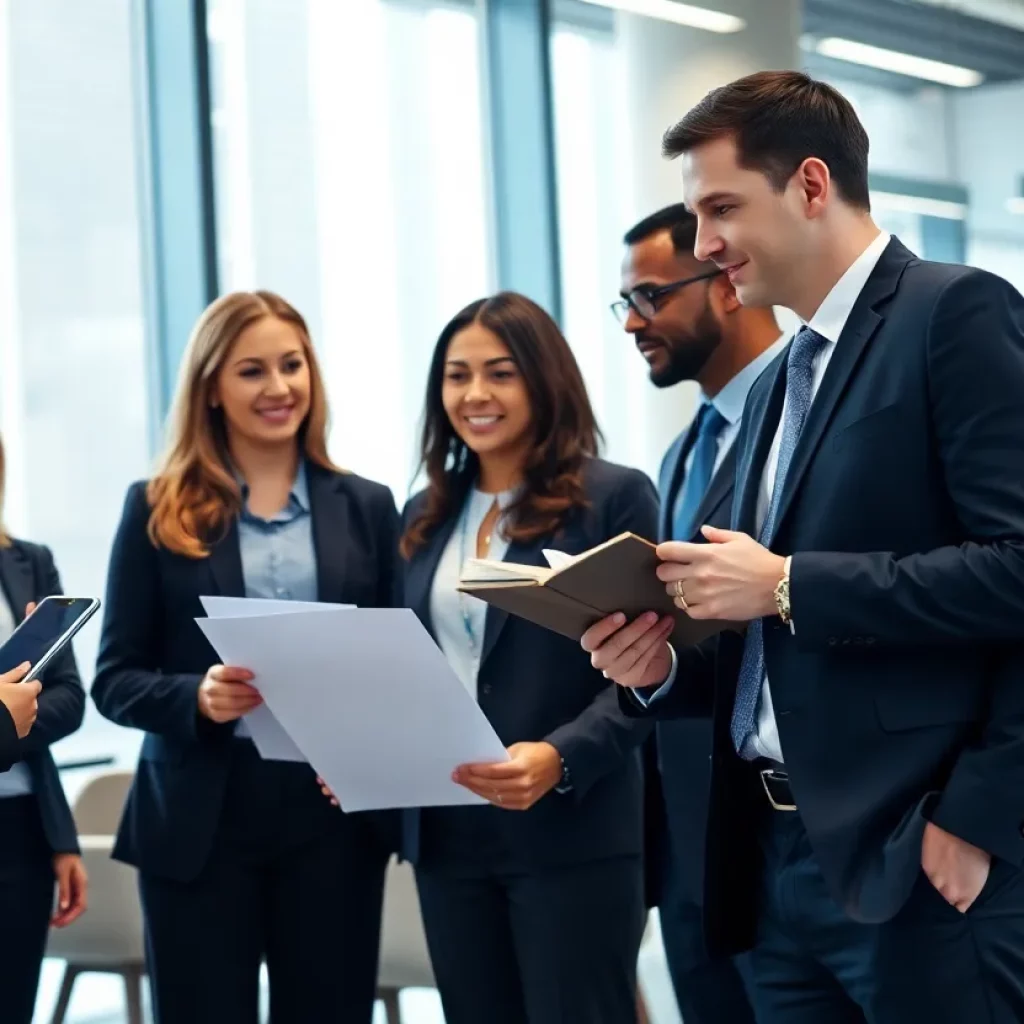 Mayer Brown lawyers discussing strategies in an office