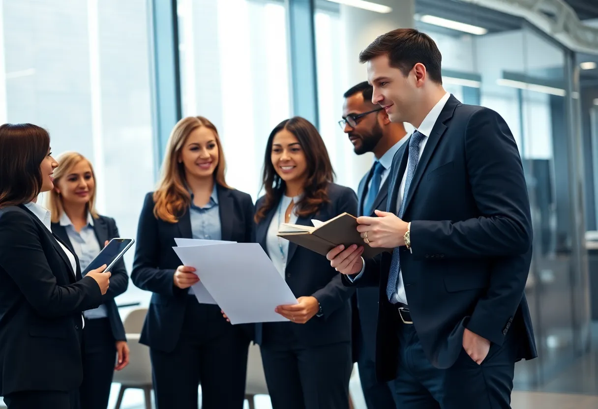 Mayer Brown lawyers discussing strategies in an office