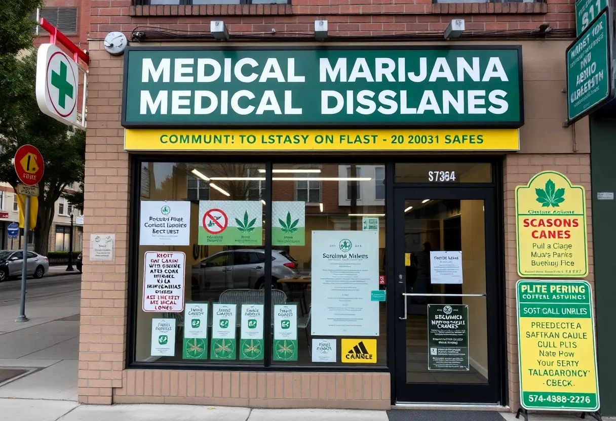 Image of a medical marijuana dispensary located near a school in Washington D.C., highlighting community concerns.