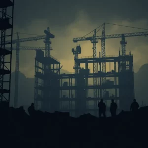 Illustration depicting money laundering in a construction context.