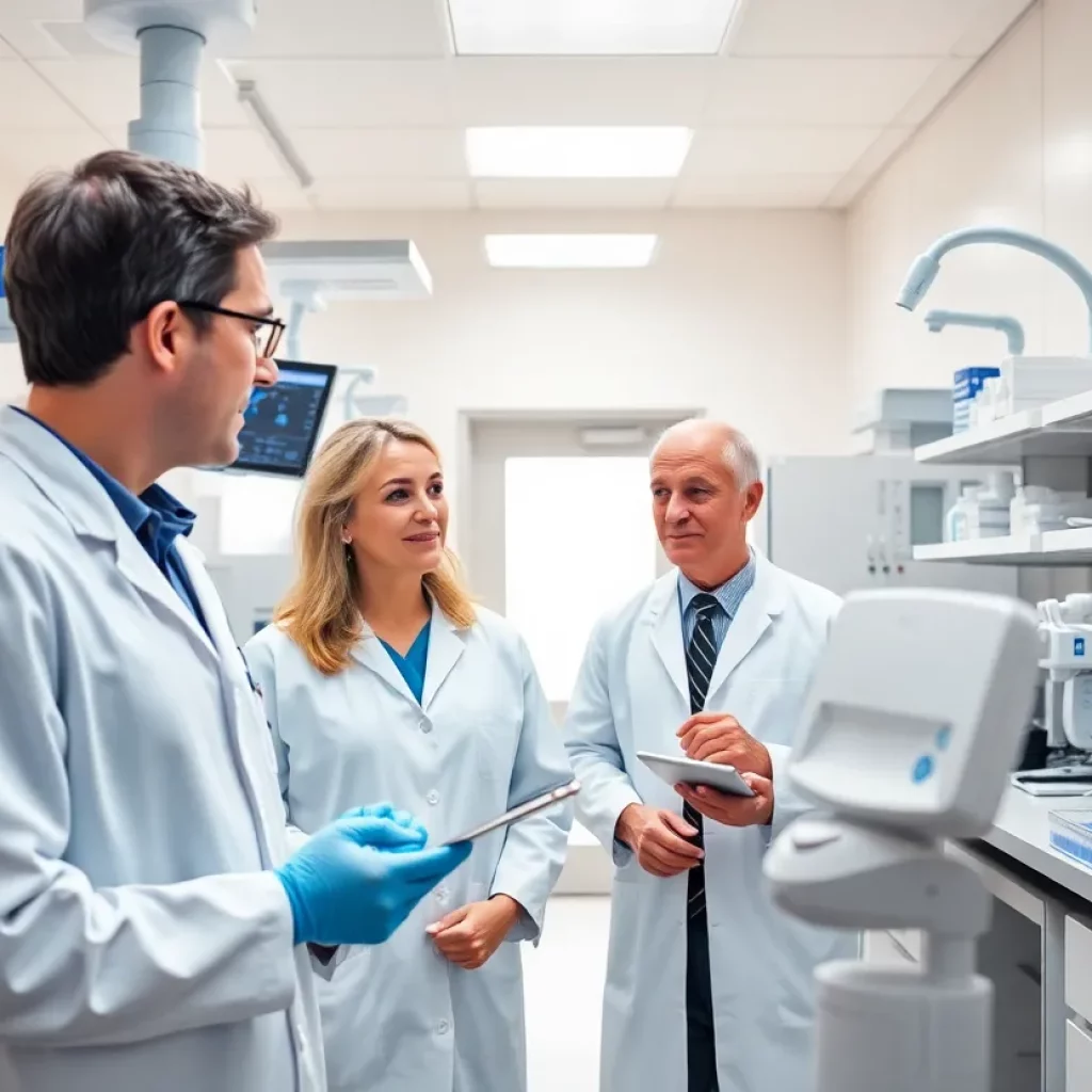 Researchers at MUSC's lab working on Alzheimer's research with advanced machines.