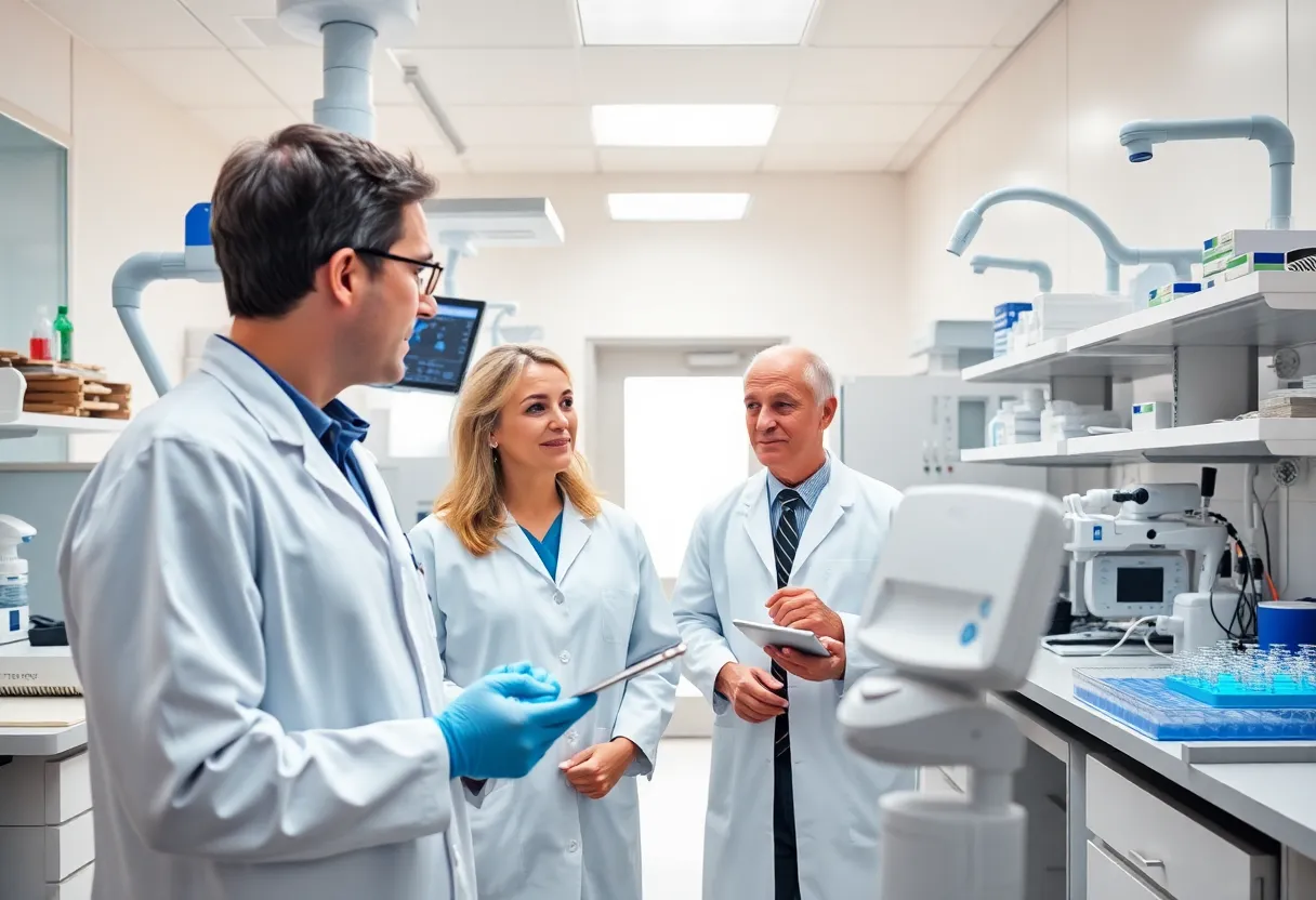 Researchers at MUSC's lab working on Alzheimer's research with advanced machines.
