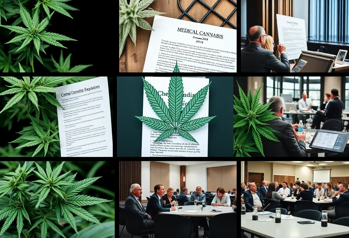 Collage of medical cannabis, regulations, and community discussions