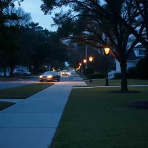 Jogging path in North Charleston during evening