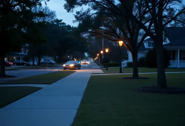 Jogging path in North Charleston during evening