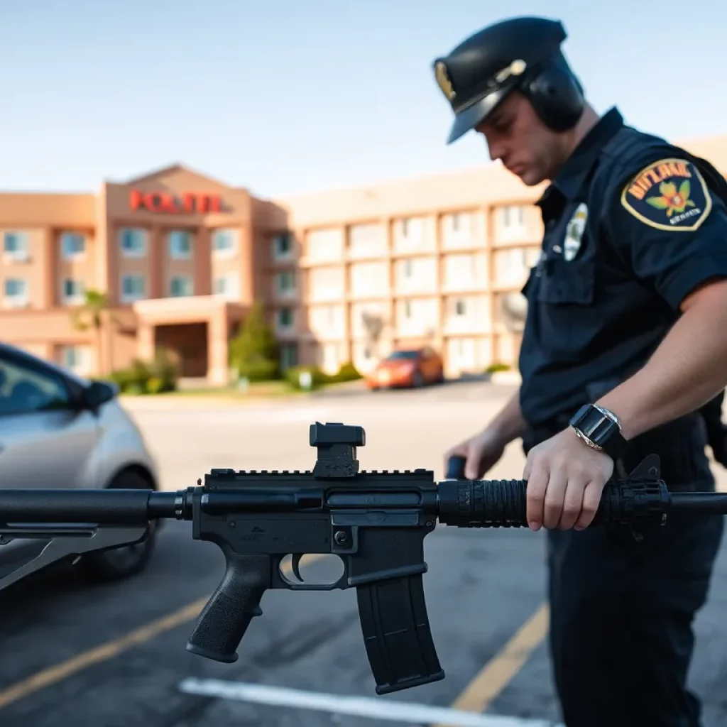 Police officers examining a modified firearm and marijuana in North Charleston