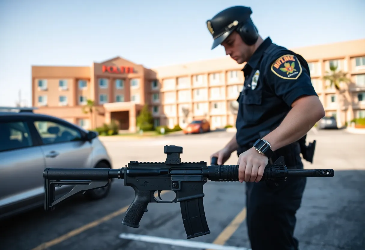 Police officers examining a modified firearm and marijuana in North Charleston