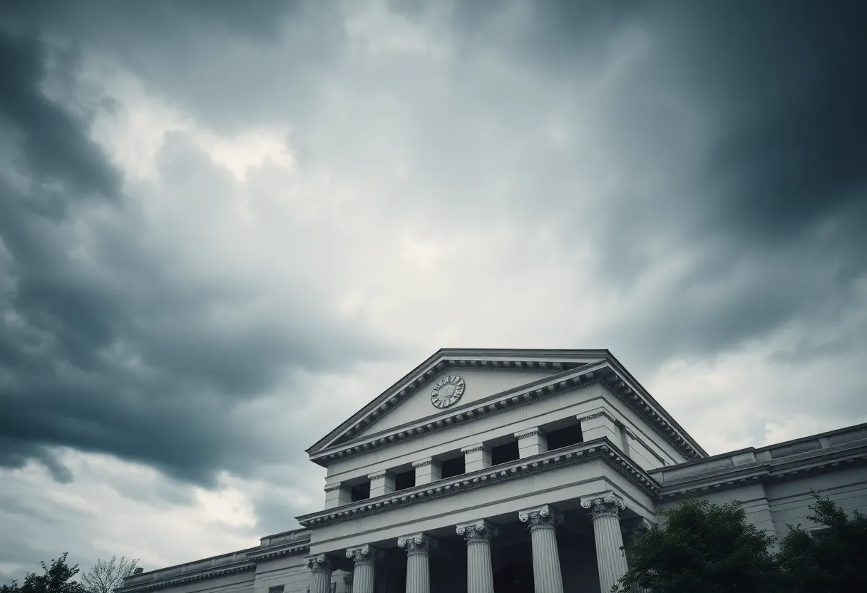 Courthouse building representing legal struggles