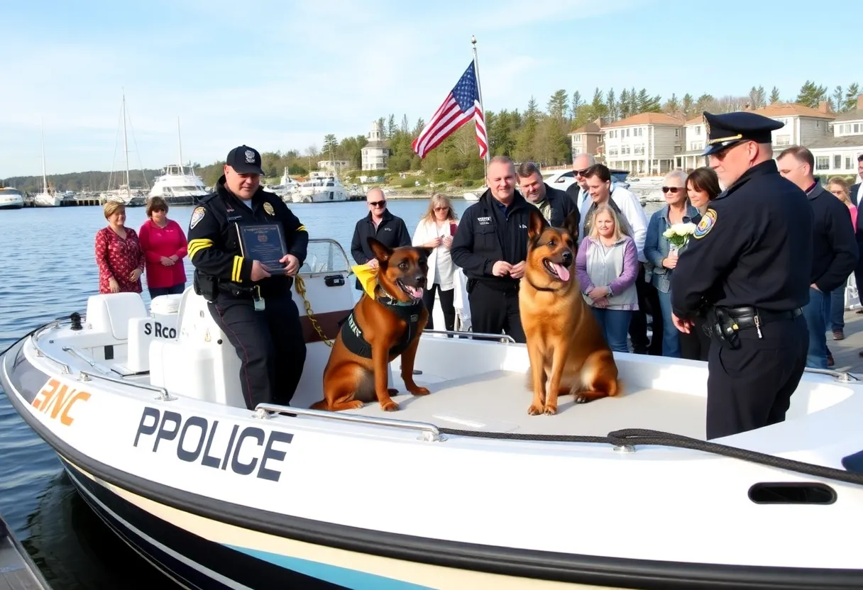 North Charleston Police Department's patrol boat dedicated to K9 Officer Mojo