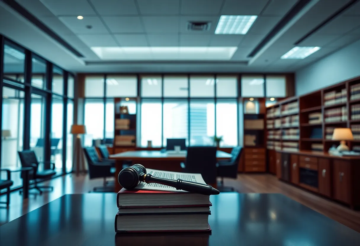 Interior of Postman Law office showcasing legal resources.