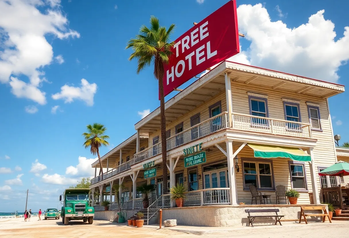 Restoration project of the Pine Tree Hotel at Mosquito Beach.