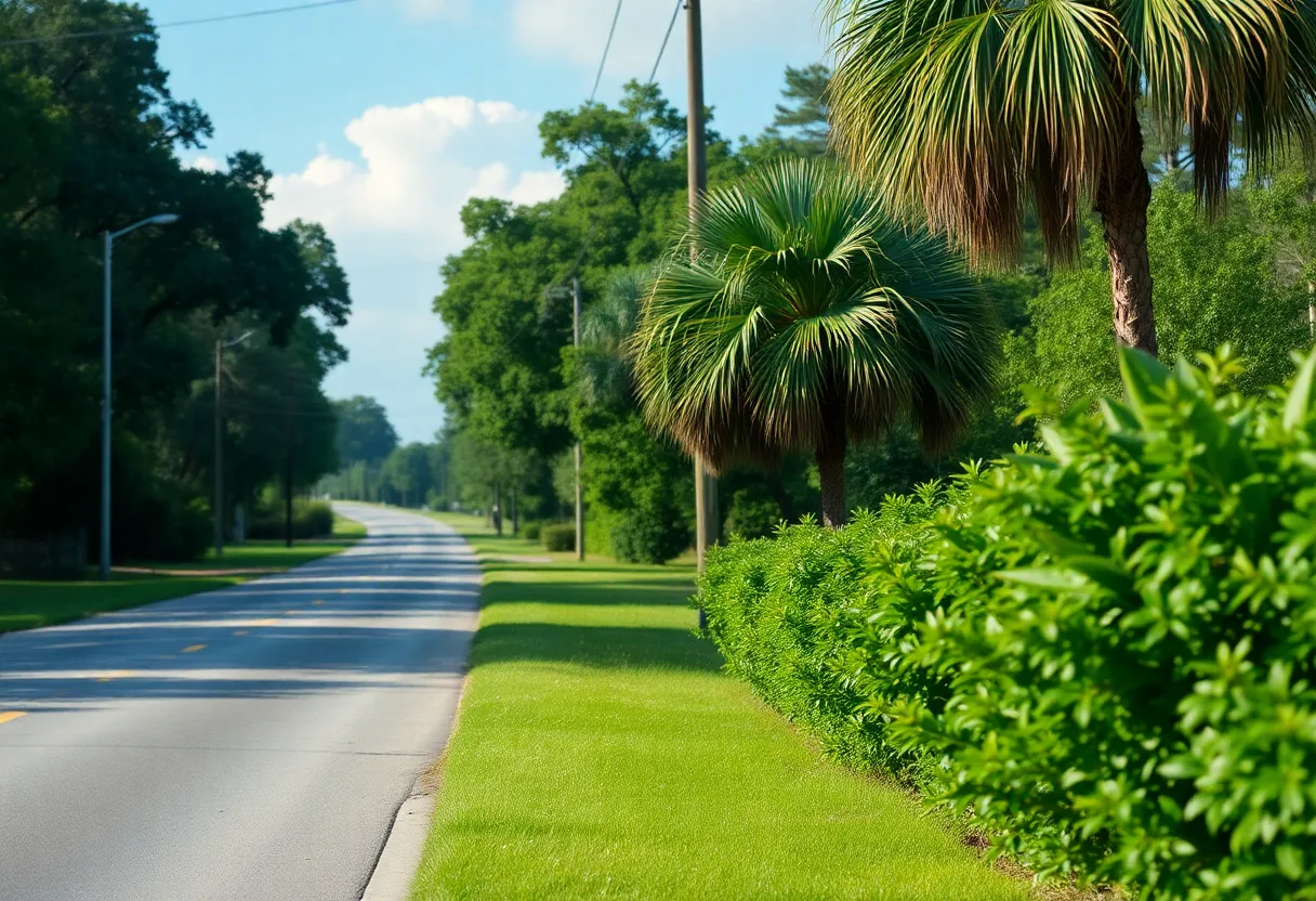A tranquil roadside in West Ashley, Charleston, representative of ongoing investigations.