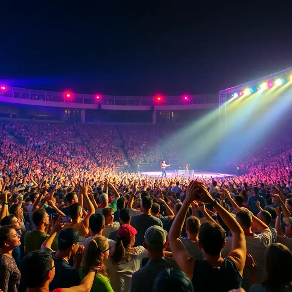 Vibrant concert scene with fans enjoying a live Widespread Panic performance