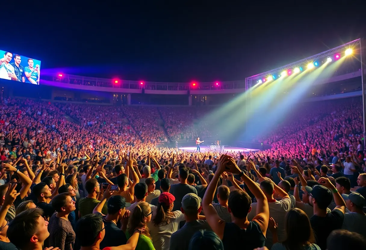Vibrant concert scene with fans enjoying a live Widespread Panic performance