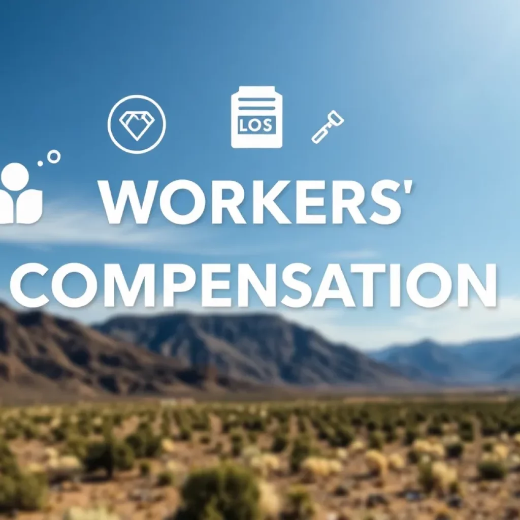 Abstract representation of workers' compensation featuring symbols of medical expenses and legal support.