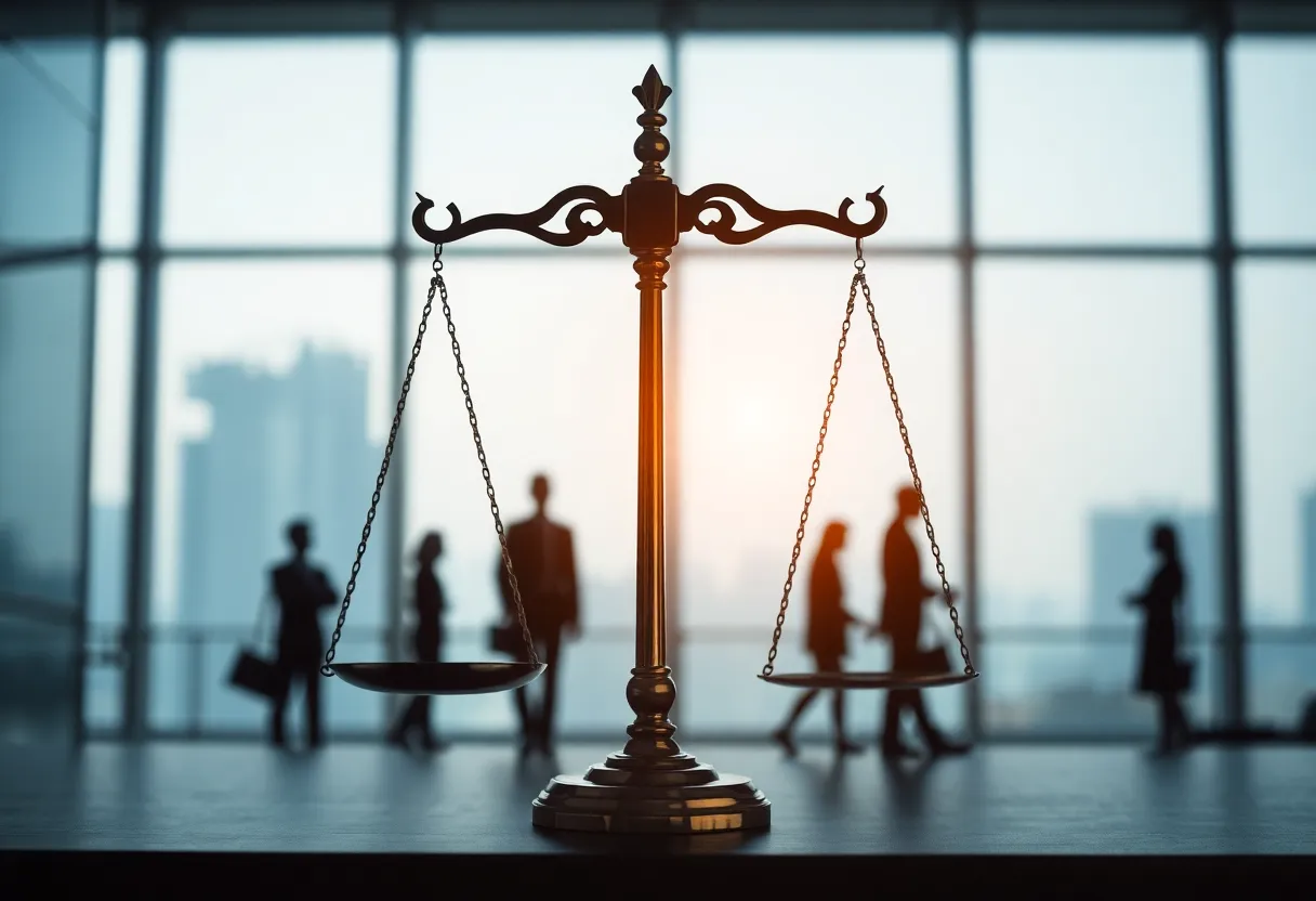 Abstract depiction of workplace justice and safety
