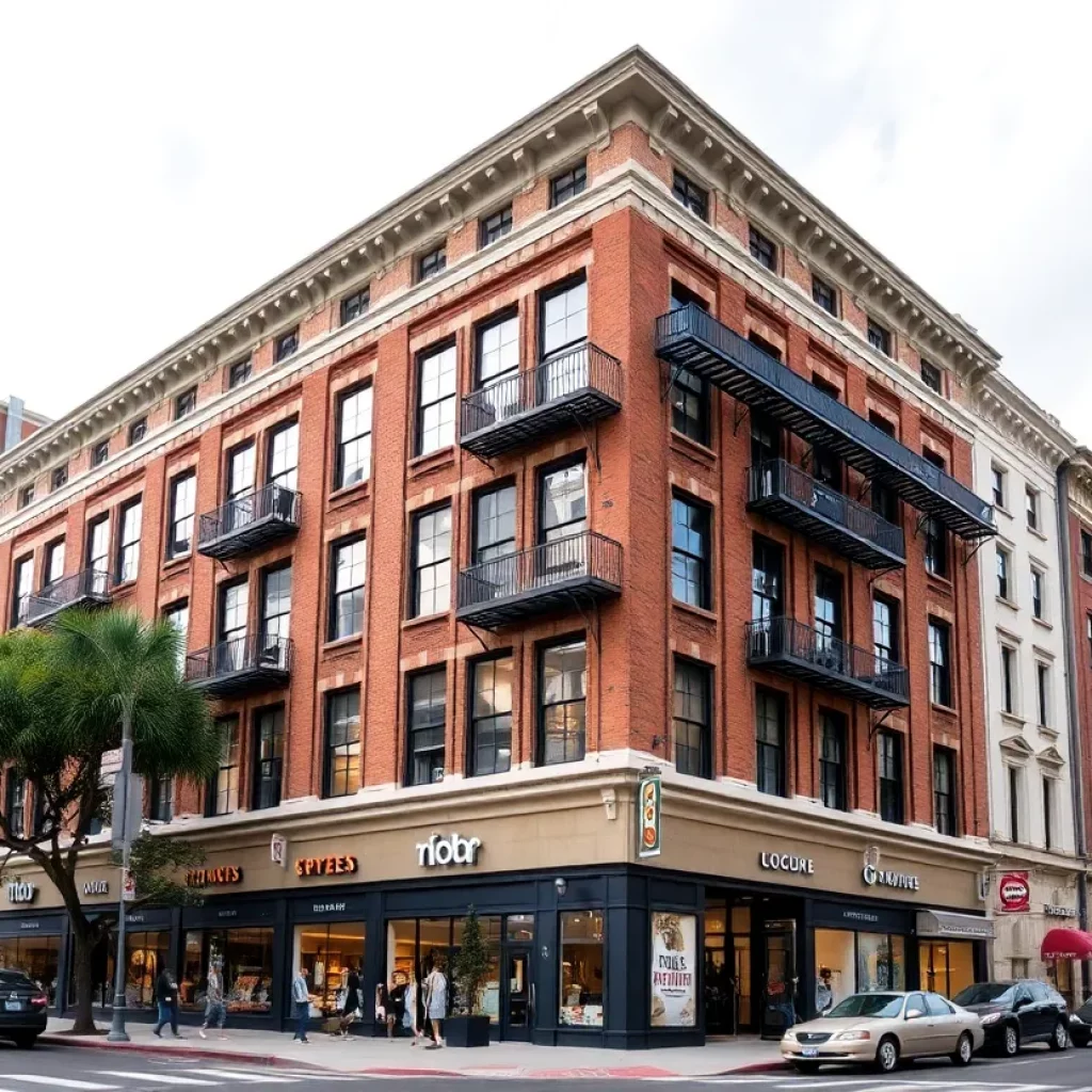 The 200 Meeting Street building in downtown Charleston with retail and office spaces.