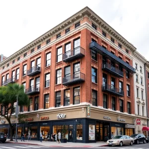 The 200 Meeting Street building in downtown Charleston with retail and office spaces.