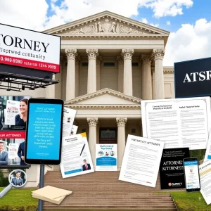 A collage representing diverse attorney advertising methods in Indiana.
