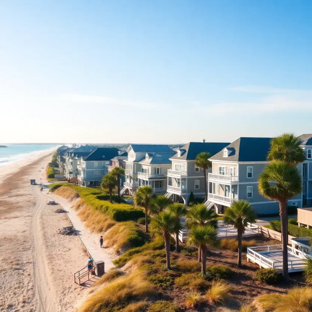 Scenic Charleston beach homes by the ocean under a clear blue sky