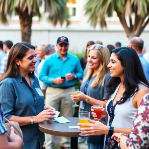 Participants mingling at the Charleston networking event