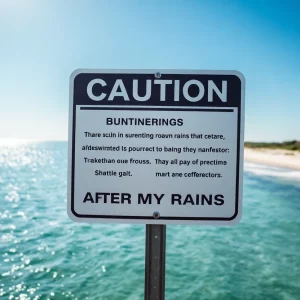 Charleston coastline with swimming advisory sign