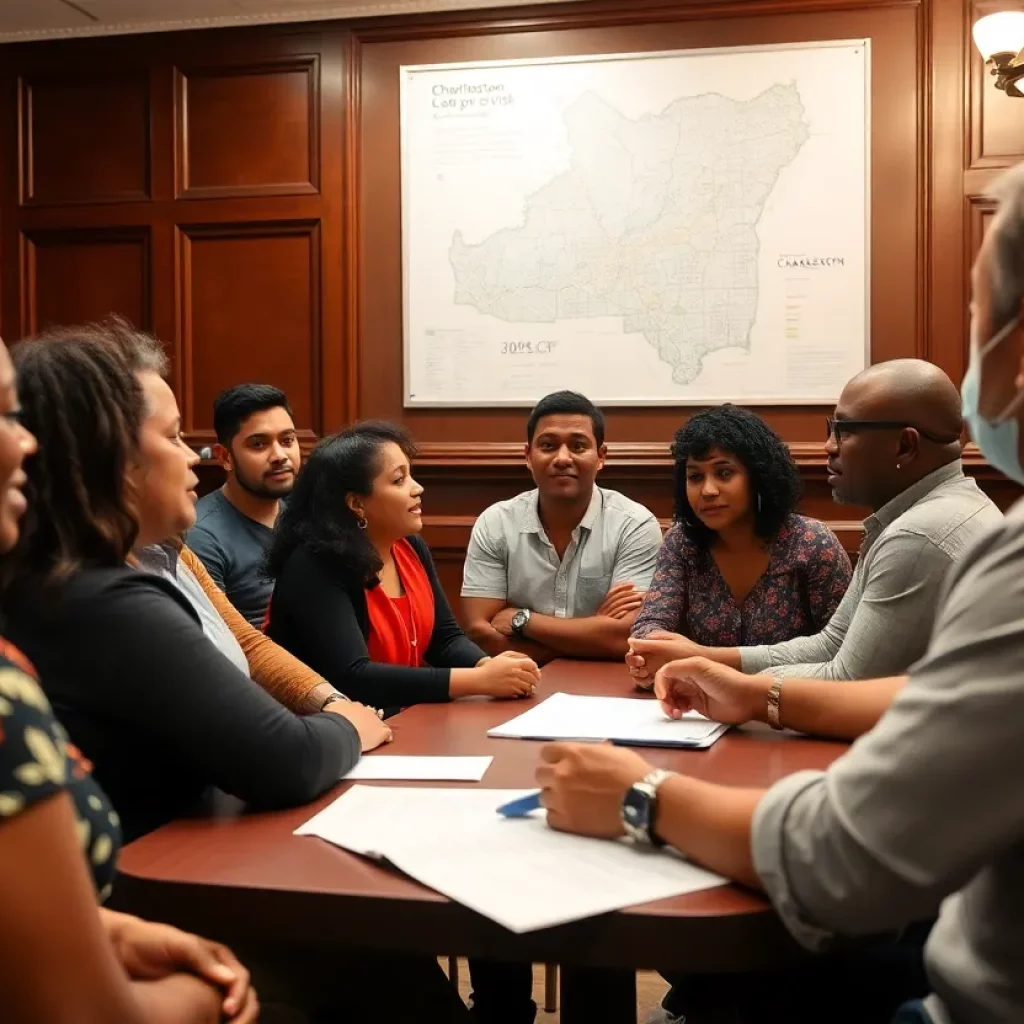 Residents of Charleston engaging in city planning discussions