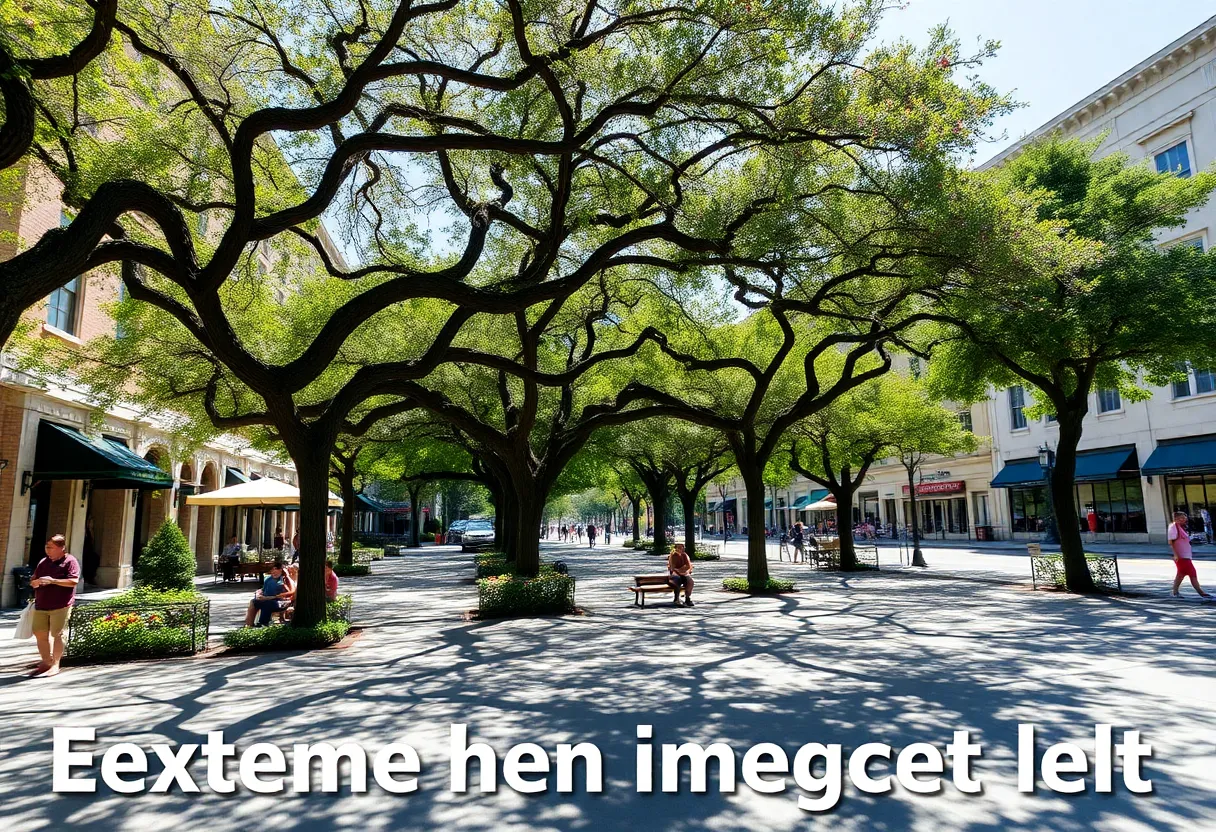 People enjoying a sunny day in Charleston under trees for shade