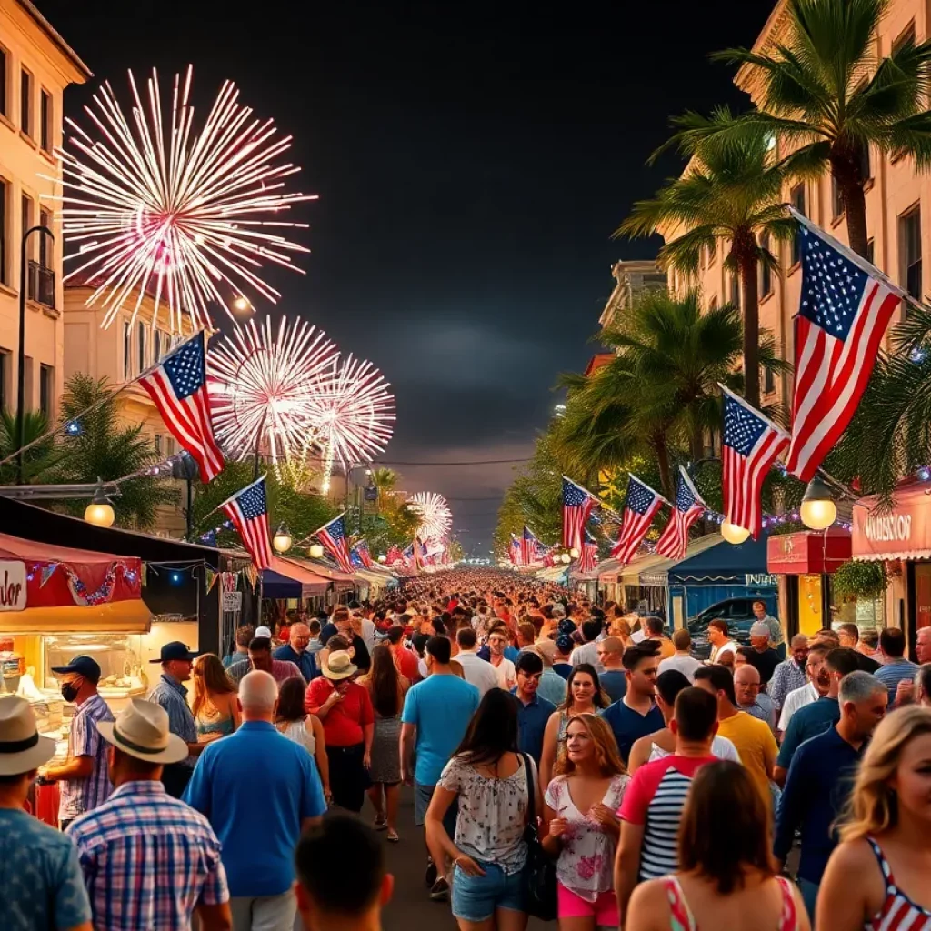 Crowd enjoying Independence Day festivities in Charleston