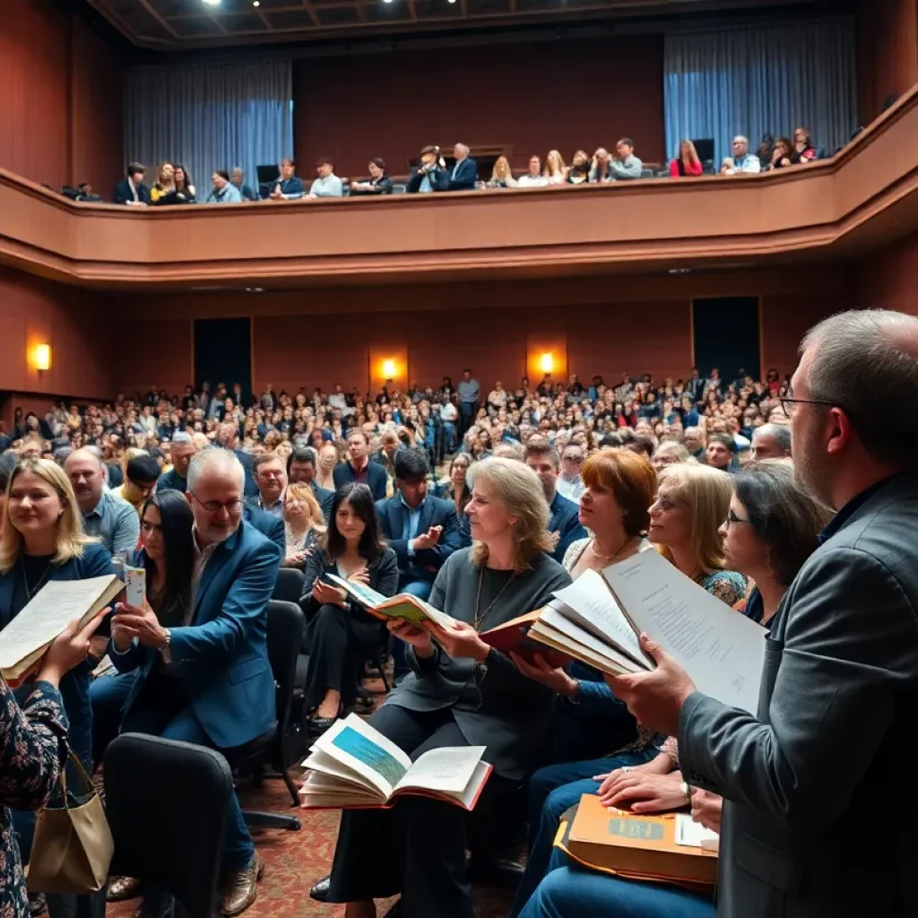 An audience engaged during a literary event in Charleston