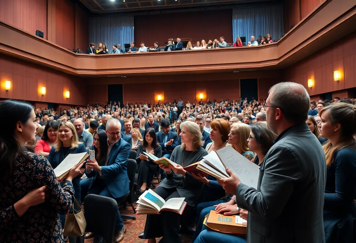 An audience engaged during a literary event in Charleston