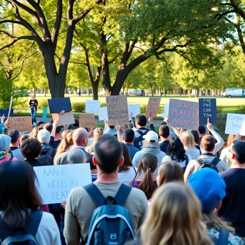 Crowd gathered for a peaceful protest in Charleston, SC