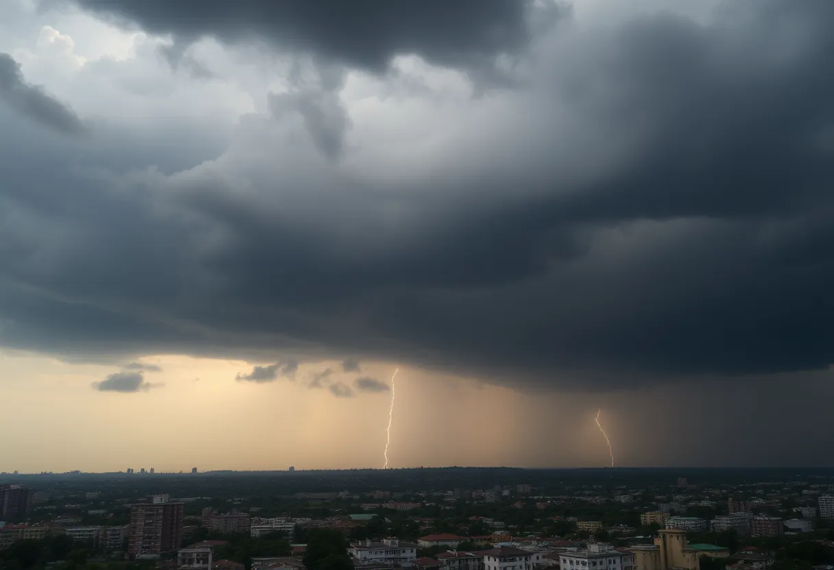 Stormy sky over Charleston, South Carolina, indicating severe weather