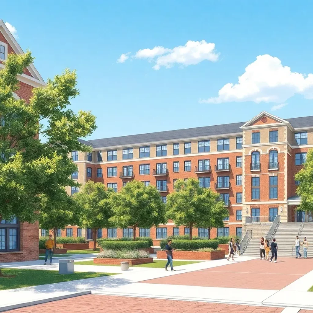 Artist's rendering of the new student housing complex at College of Charleston
